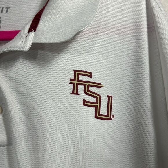 Nike Dri Fit Mens Florida State Seminoles Short Sleeves Polo Shirt White - Picture 8 of 16